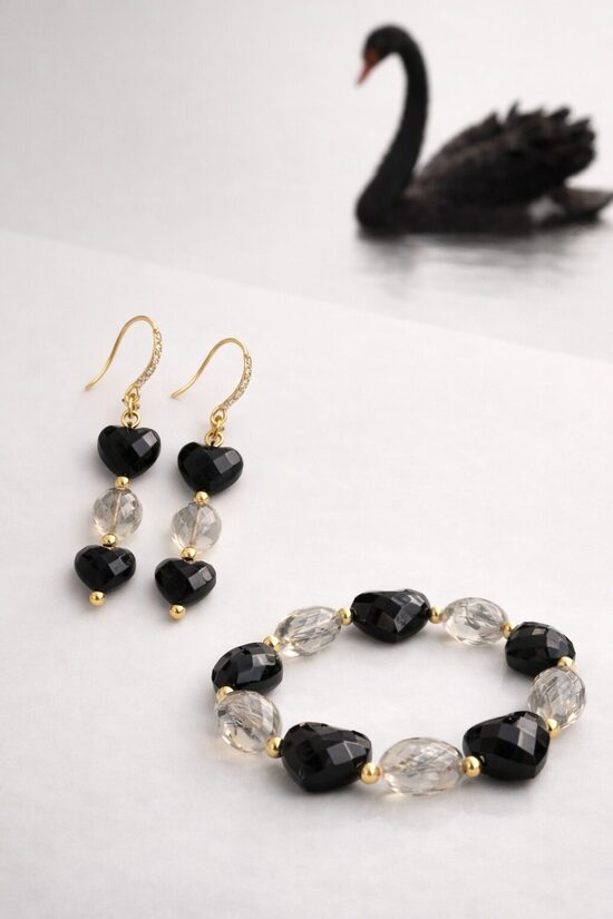 Dabīgo pērļu rotu komplekts "Tumsas Grācija"